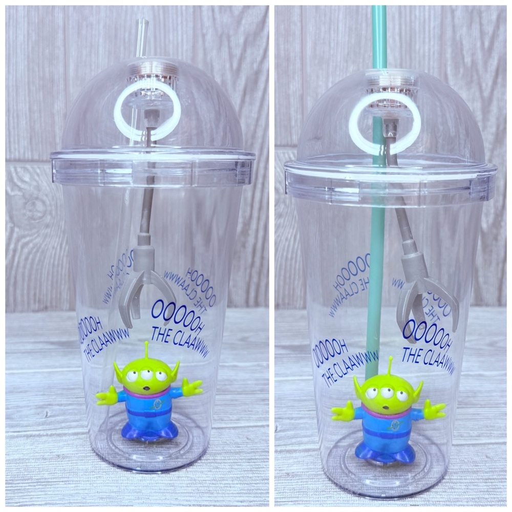 Disney Parks 2 Pixar Toy Story Little Green Alien Claw Light-up Cups w/ Straw